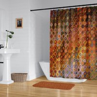 Burnt Orange Tile Pattern Shower Curtain