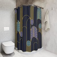 Navy Blue Art Deco Shower Curtain