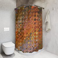 Burnt Orange Tile Pattern Shower Curtain