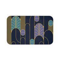 Navy Blue Art Deco Large Bath Mat