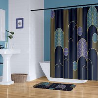 Navy Blue Art Deco Shower Curtain