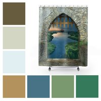 Medieval Castle Drawbridge Shower Curtain color palette