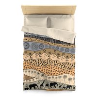 Neutral African Art twin duvet cover