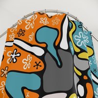 Funky Mid-Century Dancers Shower Curtain top view