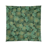 Green and Gold Asian Leaf Bedding, Cotton or Poly