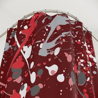 Burgundy Paint Spatter Shower Curtain top half view