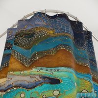 Watercolor Nautical Shower Curtain top view