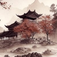 Japanese Traditional Watercolor Landscape detail