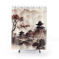 Zen Japanese shower curtain