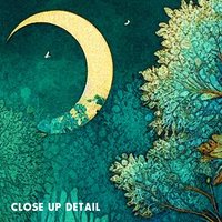 Teal Fantasy Forest Shower Curtain - Moon detail