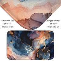 Navy Blue and pink Marble Bath mat