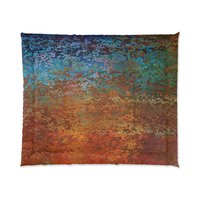 Burnt Orange and Blue Rusted Metal king comforter