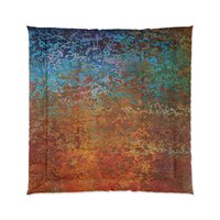 Burnt Orange and Blue Rusted Metal queen comforter