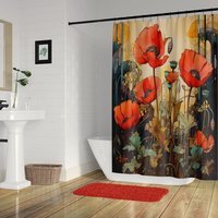 Art Nouveau Poppy Shower Curtain