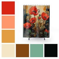 Art Nouveau Poppy Shower Curtain color palette
