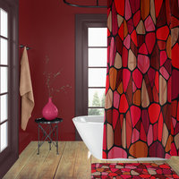 Red Stained Glass Shower Curtain Set