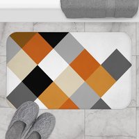 Burnt Orange Modern Geometric Bath Mat Large