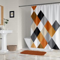 Burnt Orange Modern Geometric Shower Curtain