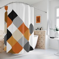 Burnt Orange Modern Geometric Shower Curtain