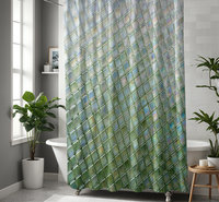 Green Ombré Glass Tile Shower Curtain