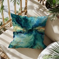Blue Modern Abstract Art Throw Pillow