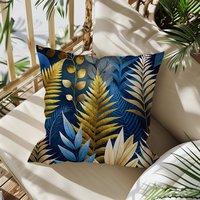 Botanical Leaves and Ferns Throw Pillow