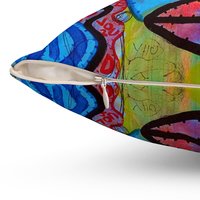 Modern Faces Graffiti Art Pillow with a concealed zipper