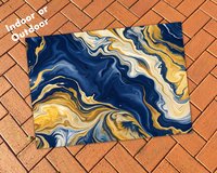 Bold Abstract Fluid Art Statement patio Rug 