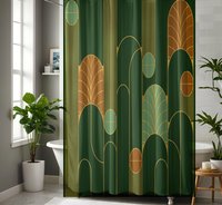 Forest Green Minimalist Art Deco Shower Curtain