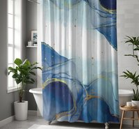 Abstract Blue Marble Shower Curtain