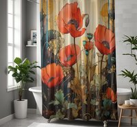 Art Nouveau Poppy Shower Curtain