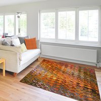 Colorful Boho Rug in a modern, white apartment