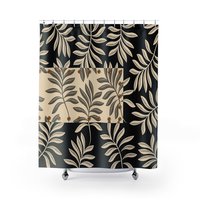 Neutral Leaf pattern industrial Shower Curtain