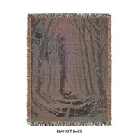 Snowy Forest Path Blanket reverse side