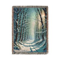 Snowy Forest Path Blanket - Winter Woods Woven Throw