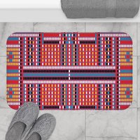 Colorful Beadwork Pattern large bath mat