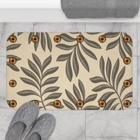 Neutral Leaf Pattern large bath mat - Industrial Style