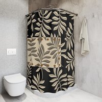 Neutral Leaf Pattern Shower Curtain - Industrial Style