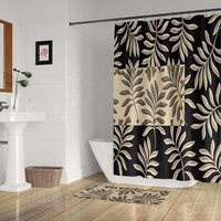 Neutral Leaf Pattern Shower Curtain - Industrial Style
