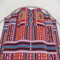 Colorful Beadwork Pattern Shower Curtain top view