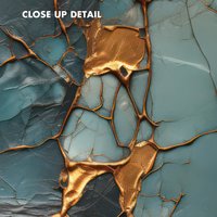 Teal & Gold Kintsugi Rug close up detail