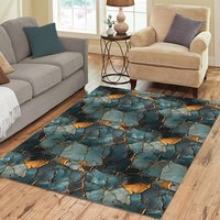 Teal & Gold Kintsugi Rug