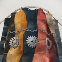 Steampunk Shower Curtain top half view