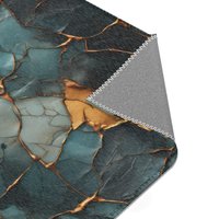 Teal & Gold Kintsugi Rug back