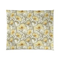 Ivory Flowers Art Nouveau king comforter