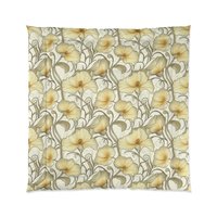 Ivory Flowers Art Nouveau queen comforter