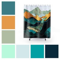 Blue Whale Shower Curtain color palette
