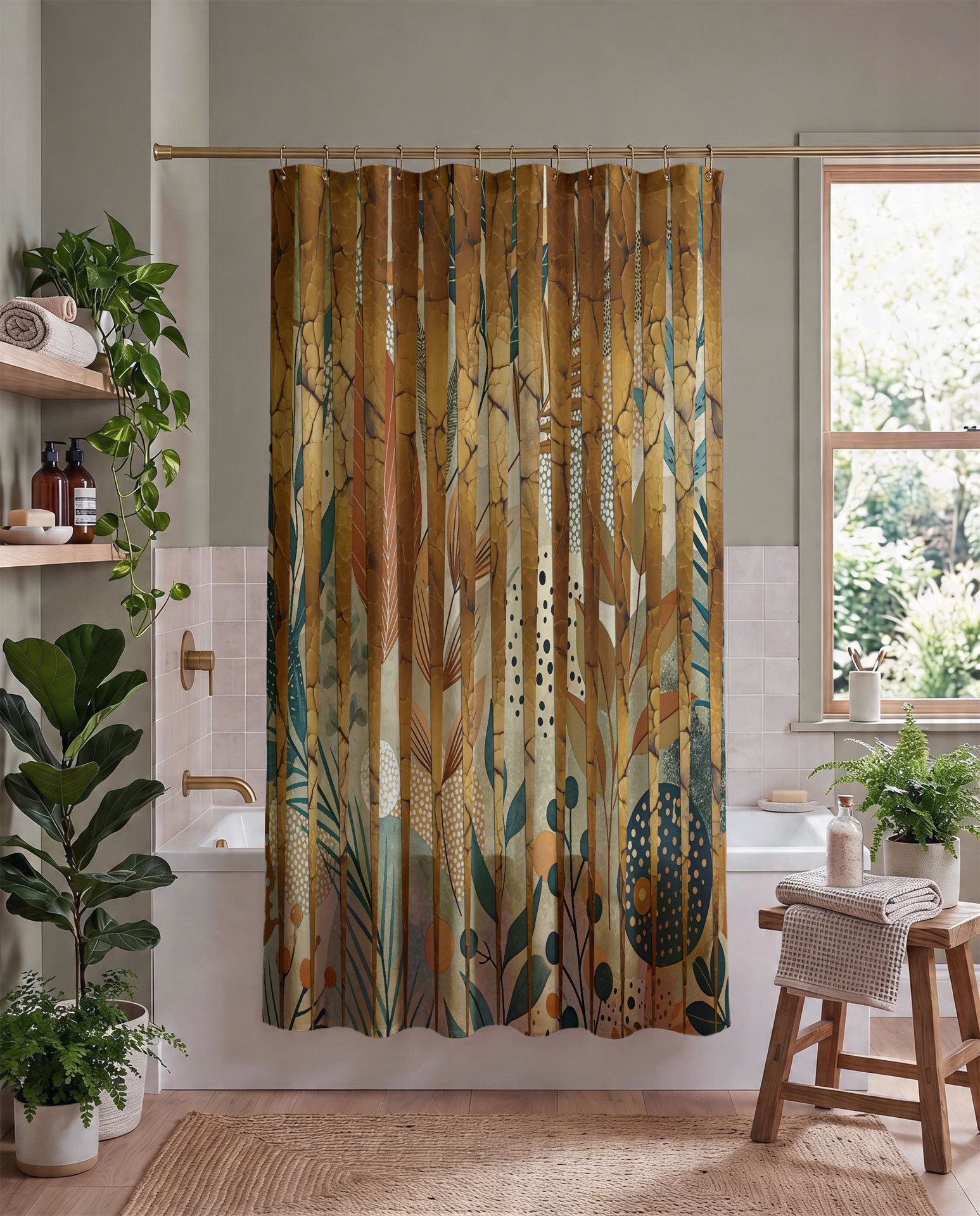 Modern Cottagecore Stripes Shower Curtain