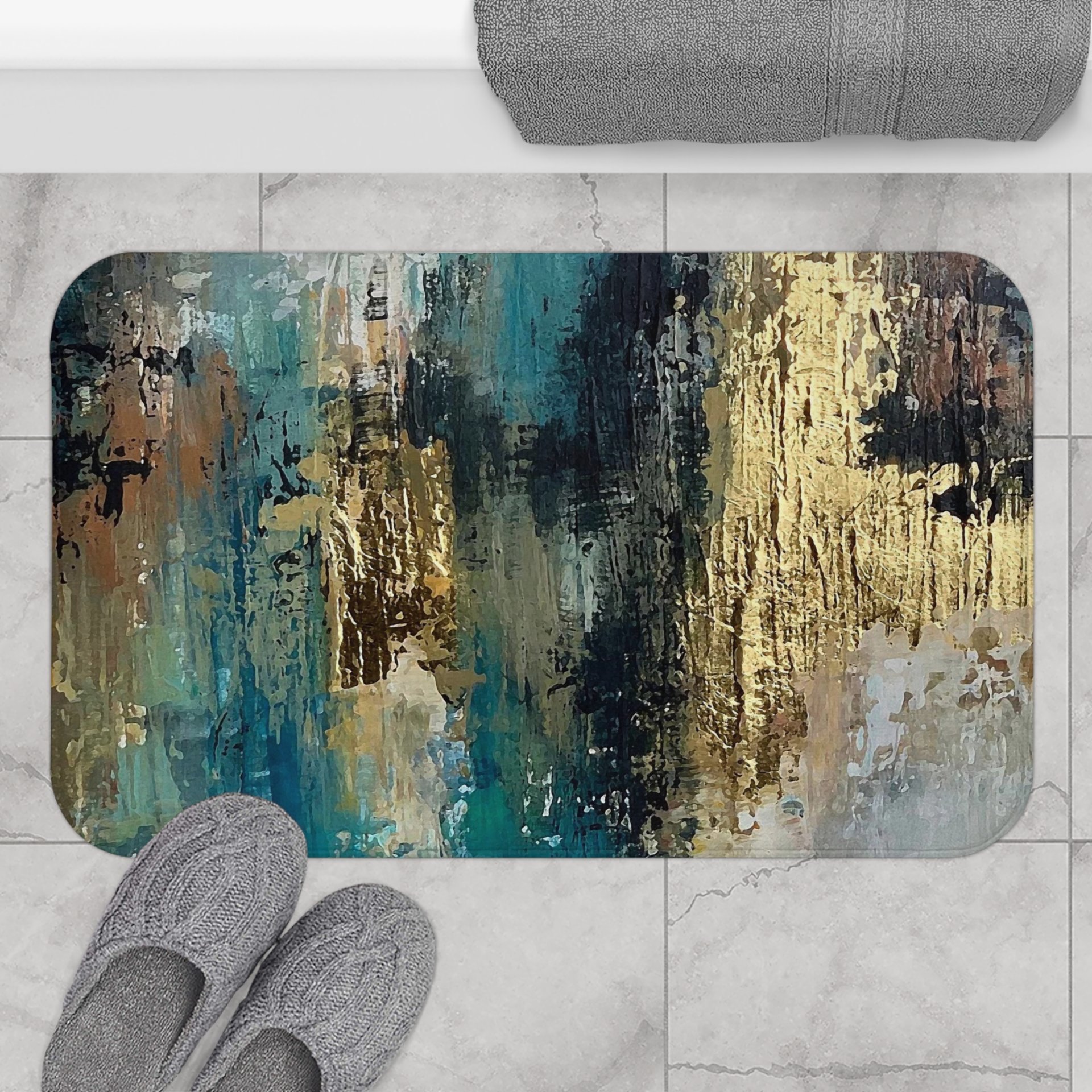 Abstract Modern Art Shower Curtain, Bath Mat