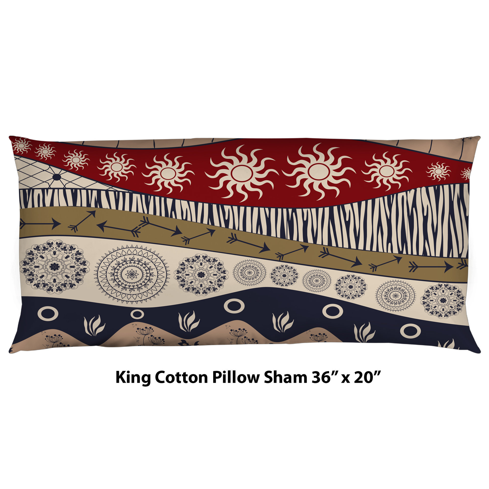 Navy Blue and Maroon African Art Bedding, Cotton or Poly